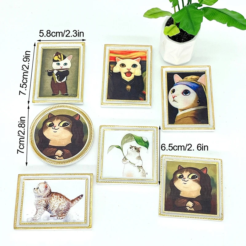 

1:12 миниатюрная Фреска для кукольного домика, кошка, искусственная живопись, Френки, мебель для спальни, гостиной, декоративная игрушка, подарки для детей