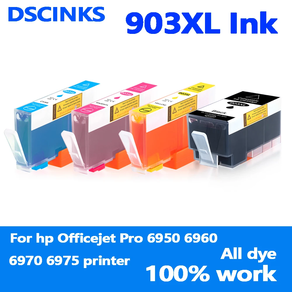 Cartucho de tinta 903xl para impresora hp 903xl, para hp OfficeJet Pro 6950 6960 6970, 907