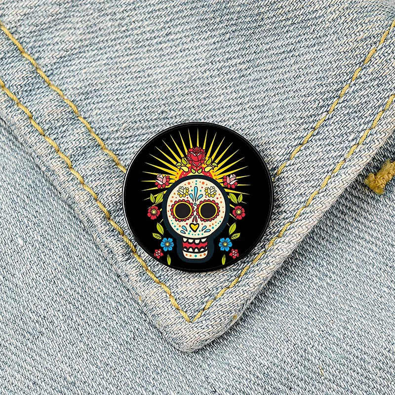 

Skull halo Printed Pin Custom Funny Brooches Shirt Lapel Bag Cute Badge Cartoon Cute Jewelry Gift for Lover Girl Friends