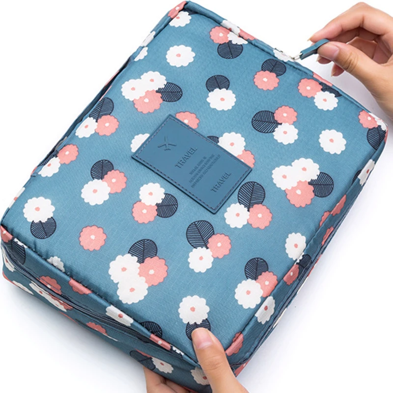 

Дорожная сумка для туалетных принадлежностей, женская косметичка на молнии, органайзер, модная женская сумка-тоут с цветочным принтом, большая косметичка