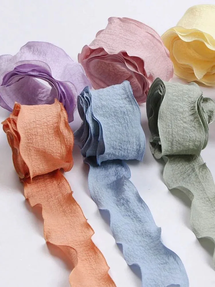 

20 Yards 40MM Wrinkled Cotton Ribbon Colorful Handband Gift Packing Decor DIY Bows Make Ribbon Crafts Fabric Decorating Supplies