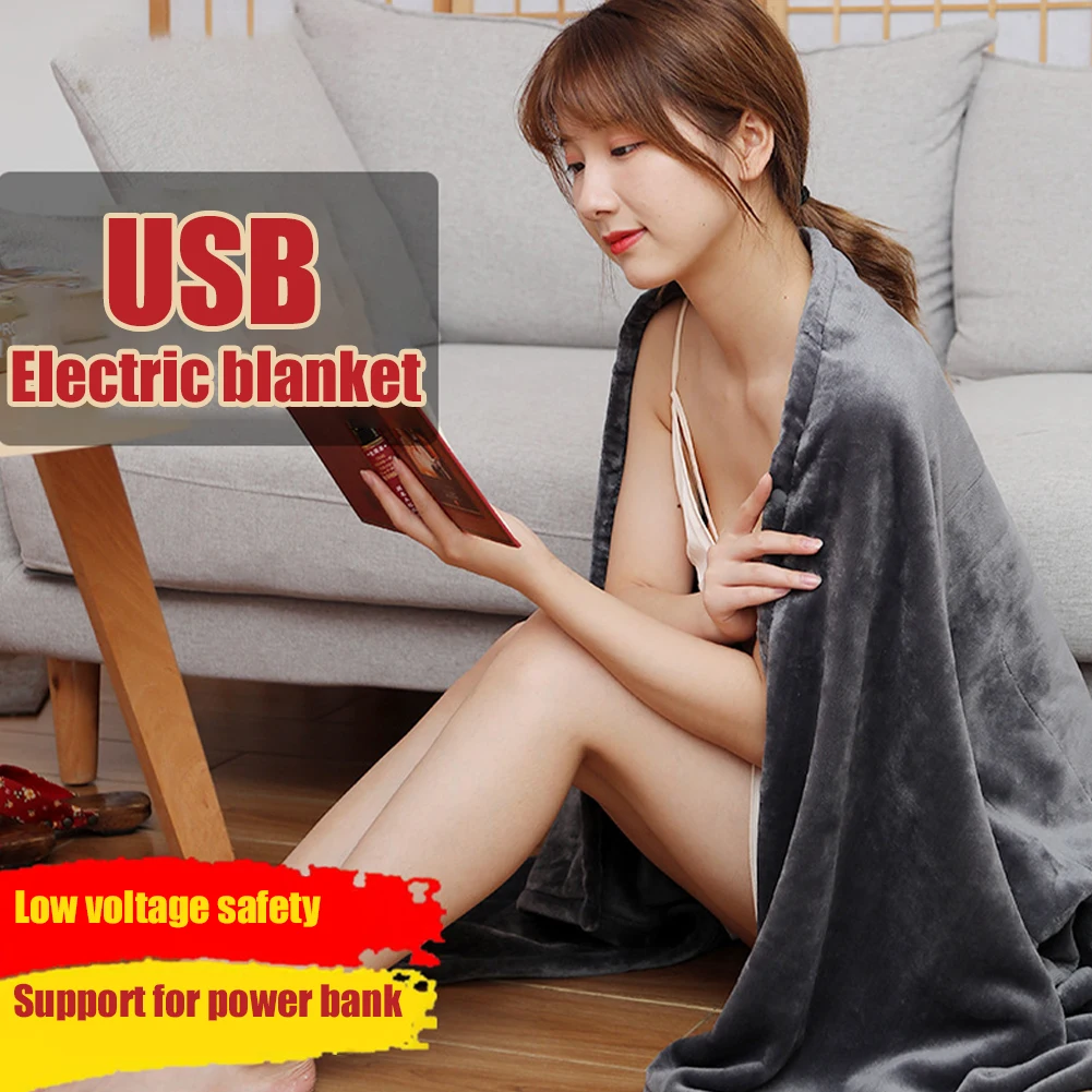 

Electric Heated Blanket USB Powered Heated Throw Blanket Reversible Flannel Heated Blanket Mattress Thick Winter Warmer 140x80cm