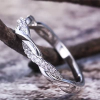 new minimalist trendy silver plated twist rings for women shine tiny cz stone inlay fashion jewelry daily wear party gift ring