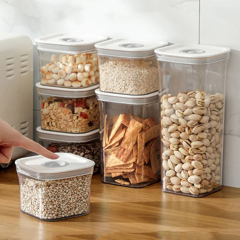 

Kitchen Food Storage Box Grain Grain Sealed Can Pasta Container Moisture-Proof Fresh-Keeping Spice Cereals Jar Cabinet Organizer