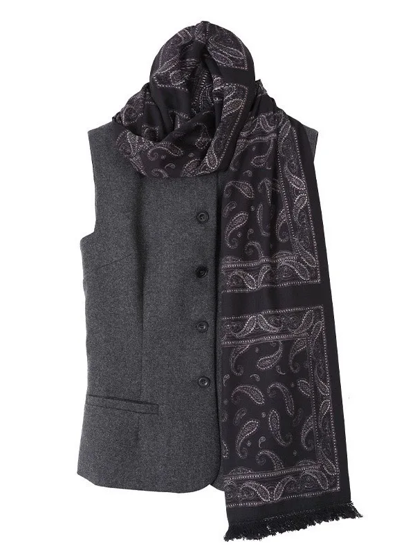 Neihe Nehe Ретро облегающий талию с шелковыми шарфами шерстяной жилет для женщин