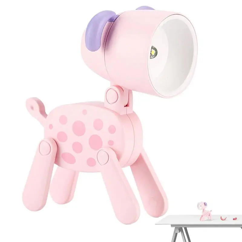 

LED Desk Dog Lamp Lightweight Student Dog Shape Night Light Foldable Phone Holder For Table Desk Decor Battery Powered Night