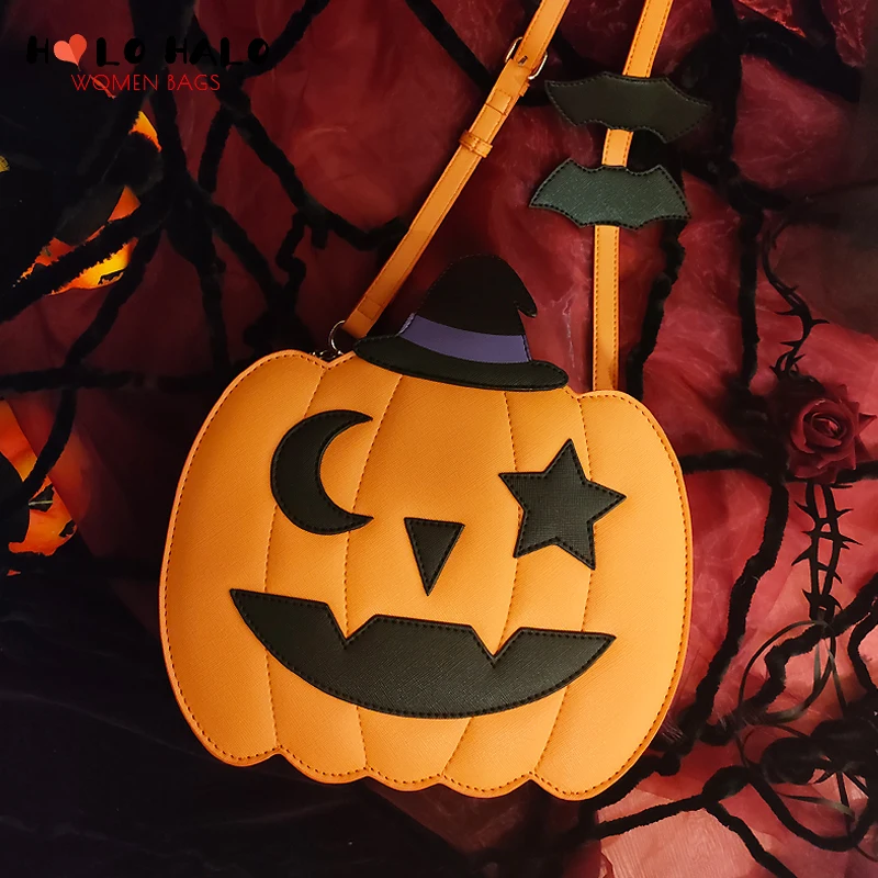 Halloween Pumpkin Shape Women's Shoulder Bag Gothic Girl's Purses and Handbags Cosplay Crossbody Bag Designer Fun Cartoon Bags