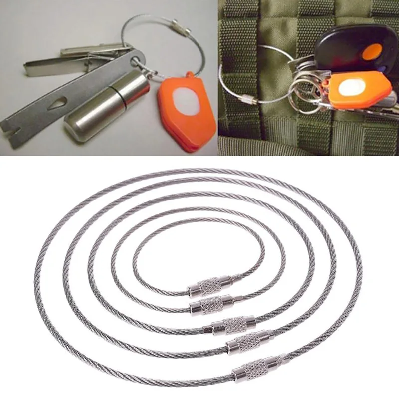 

Простой брелок для ключей из нержавеющей стали для мужчин и женщин, 10 шт., трос, трос, устройство блокировки 100/150/200 мм, брелок, аксессуары для ключей
