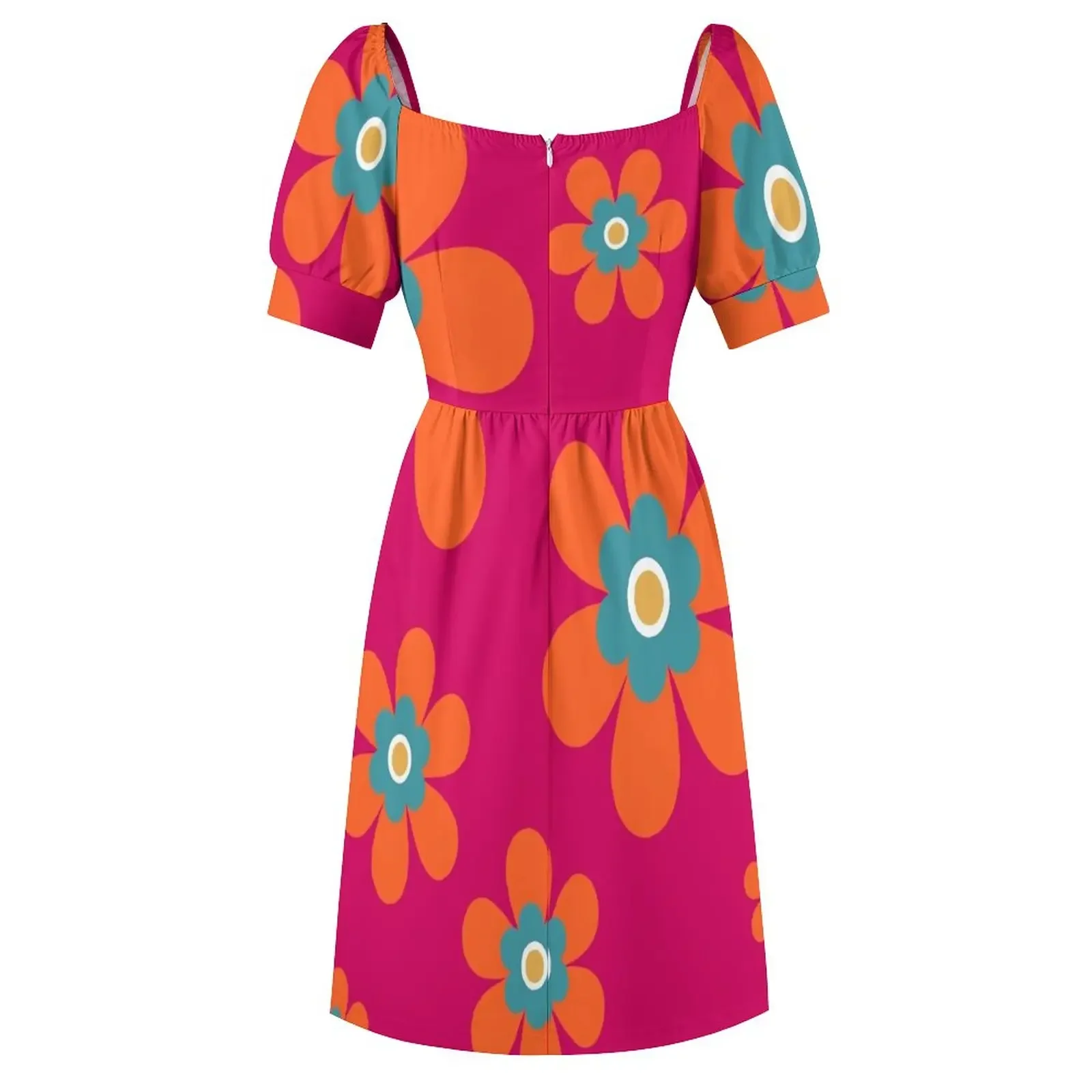 Милый ретро 70-х годов красочный осенний цветок ярко-оранжевый и ярко-розовый