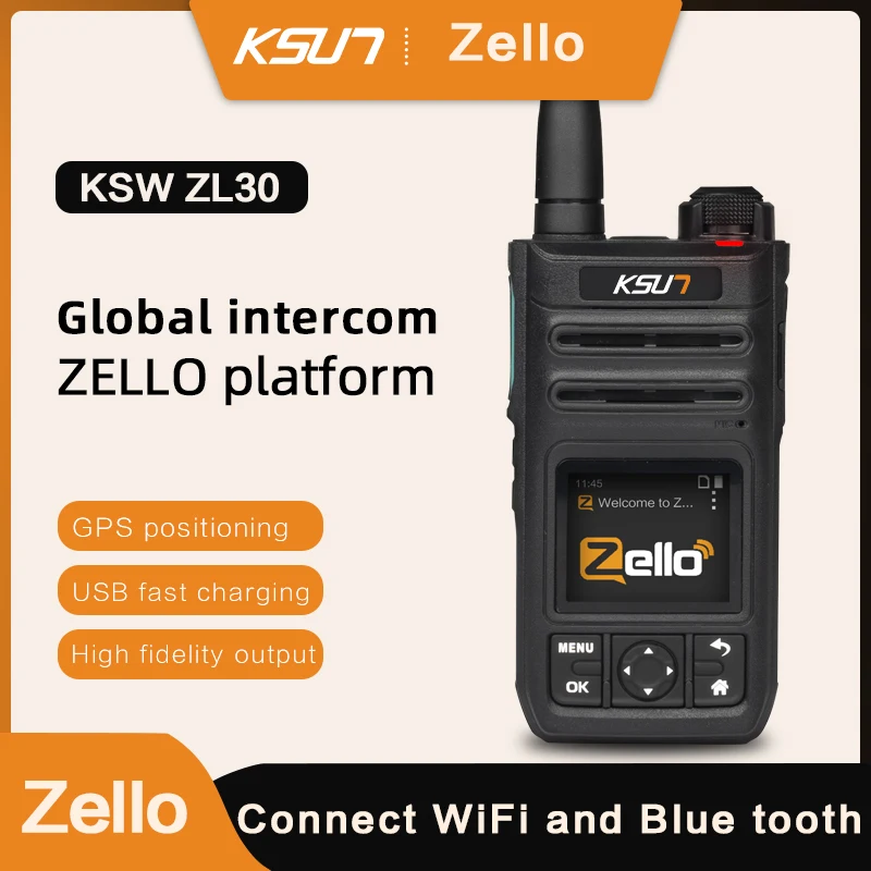 Zello Walkie Talkie 4G Wifi Wireless Radio Station SIM Real PTT Android Mobile Phone Radio Long Range Professional KSUN ZL30