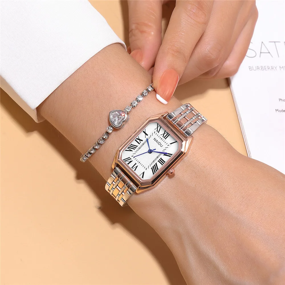 

SMVPNew 2023 rectangular Roman scale ladies steel strap watch fashion trend thin strap quartz ladies fashion watch