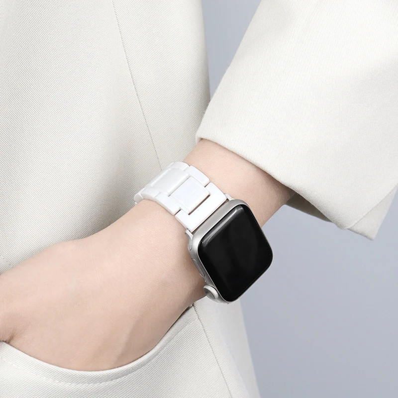 Ceramic Band for Apple Watch Strap 44mm 40mm 45mm 49mm 42mm 38 Stainless steel butterfly bracelet iWatch series 6 3 7 8 se Ultra