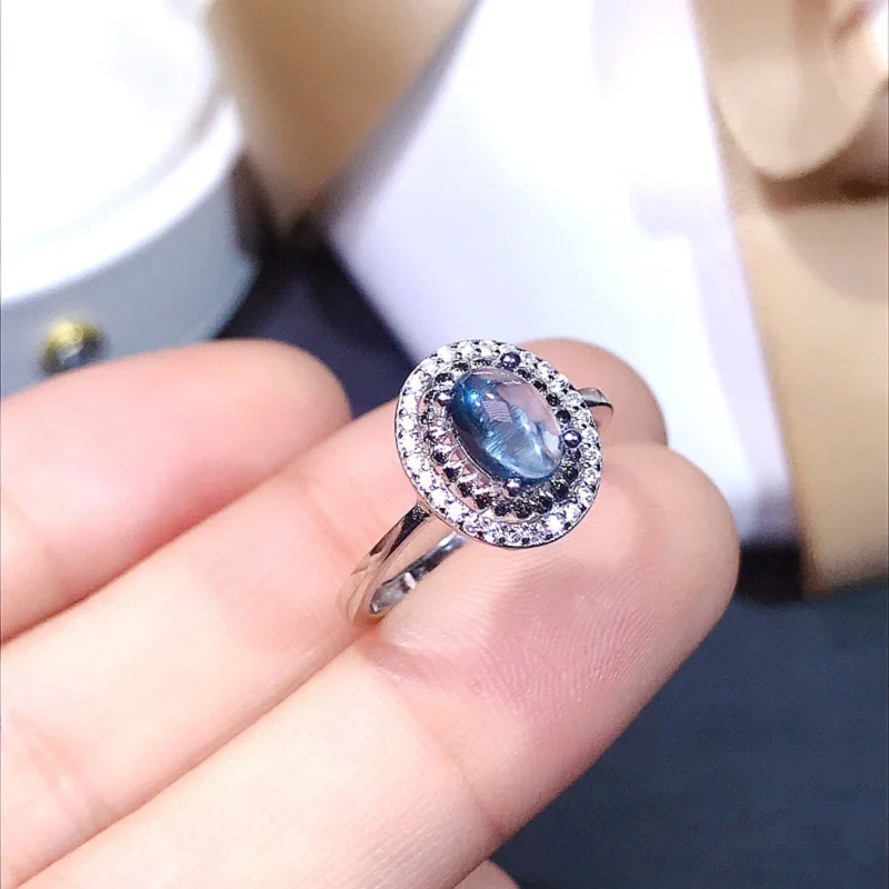 

Женское кольцо из серебра 925 пробы с синим лондонским драгоценным камнем