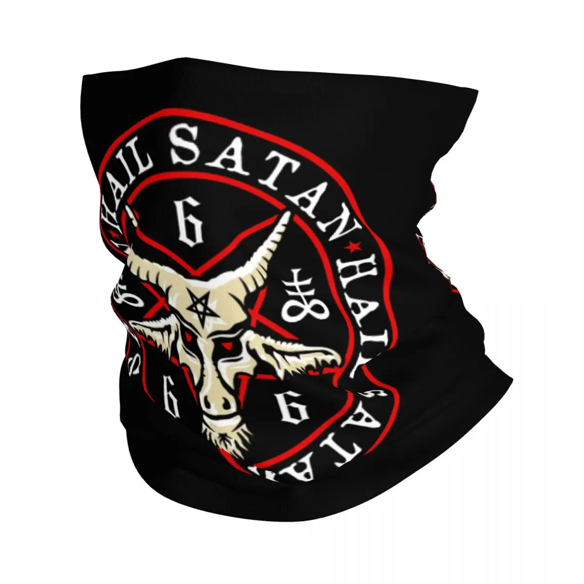 

Hail Satan Baphomet Bandana Neck Cover Printed Inverted Pentagram Balaclavas Mask Scarf Multi-use Cycling Hiking Unisex Adult