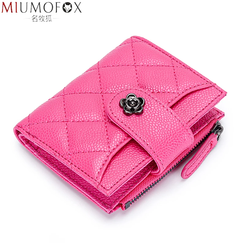 

Luxury Quilted Wallet for Women 2023 New Short Wallets Mini Money Purses Small Fold Caviar Leather Female Coin Purse Card Holder