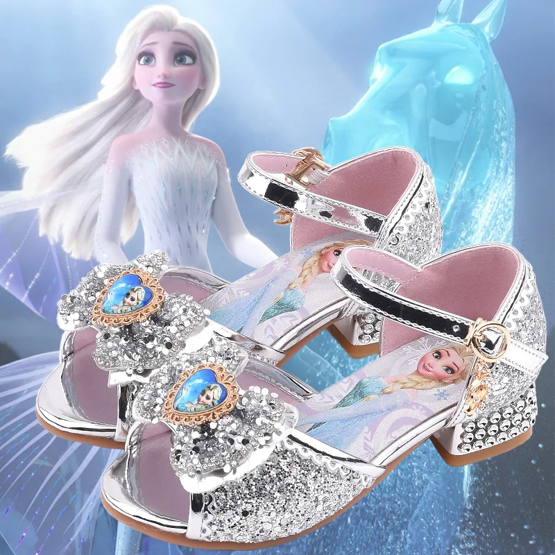 

Disney Girls Sandals Frozen 2 Elsa Princess Shoes Little Girls Crystal Shoes Children High Heels Catwalk Show Shoes