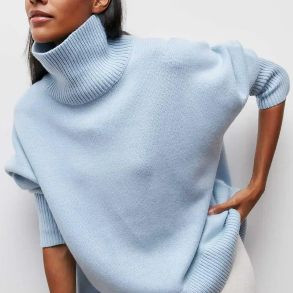 

Женский Однотонный свитер, уютные женские вязаные свитера, плотные теплые стильные пуловеры с высоким воротником для осени и зимы, легкие