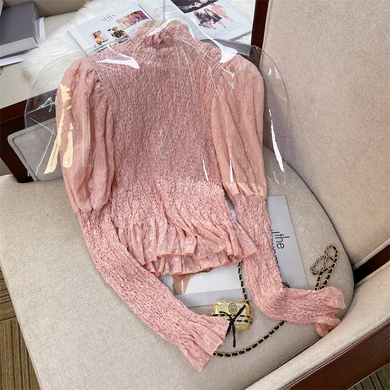 

Блузка COIGARSAM Женская Осенняя Новинка 2022 шифоновая кружевная блузка во французском стиле женские топы и блузки