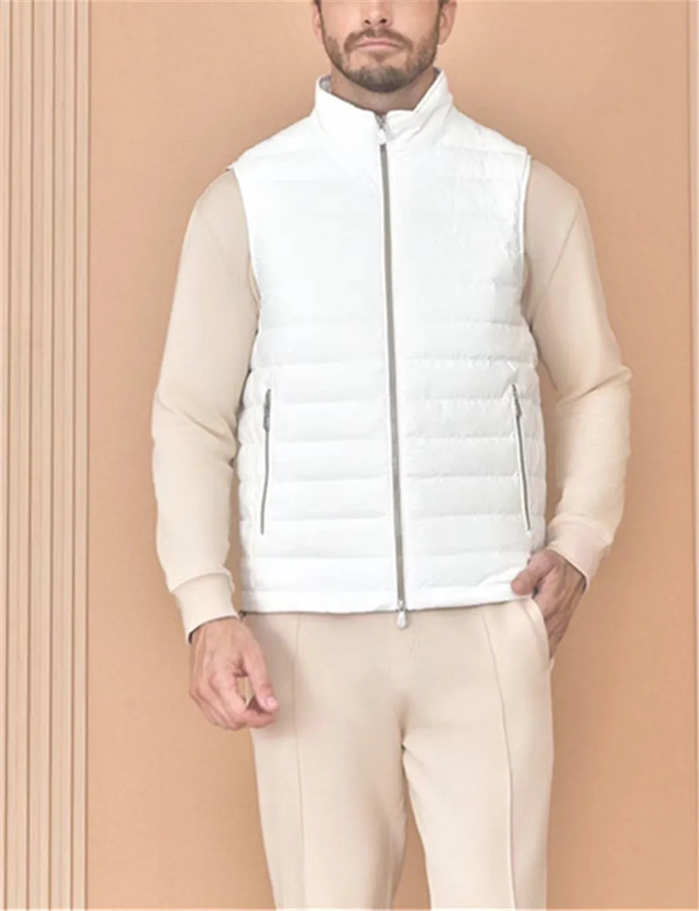 Зимний мужской легкий пуховый жилет B * C с воротником-стойкой теплая куртка без
