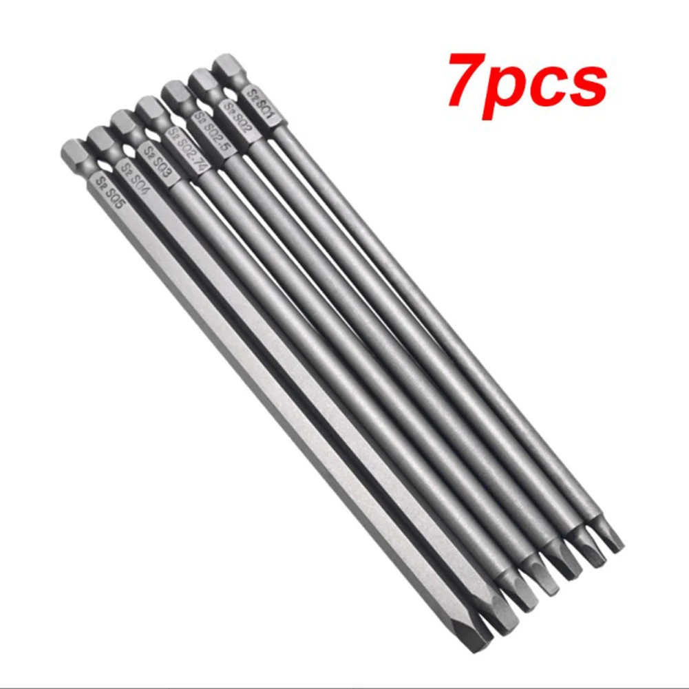 

7pcs 150mm 6'' Square Driver Bit Magnetic Electric Screwdriver Bits Set 1/4" Hex Shank For Air Tools Repair Power Tool Accessory