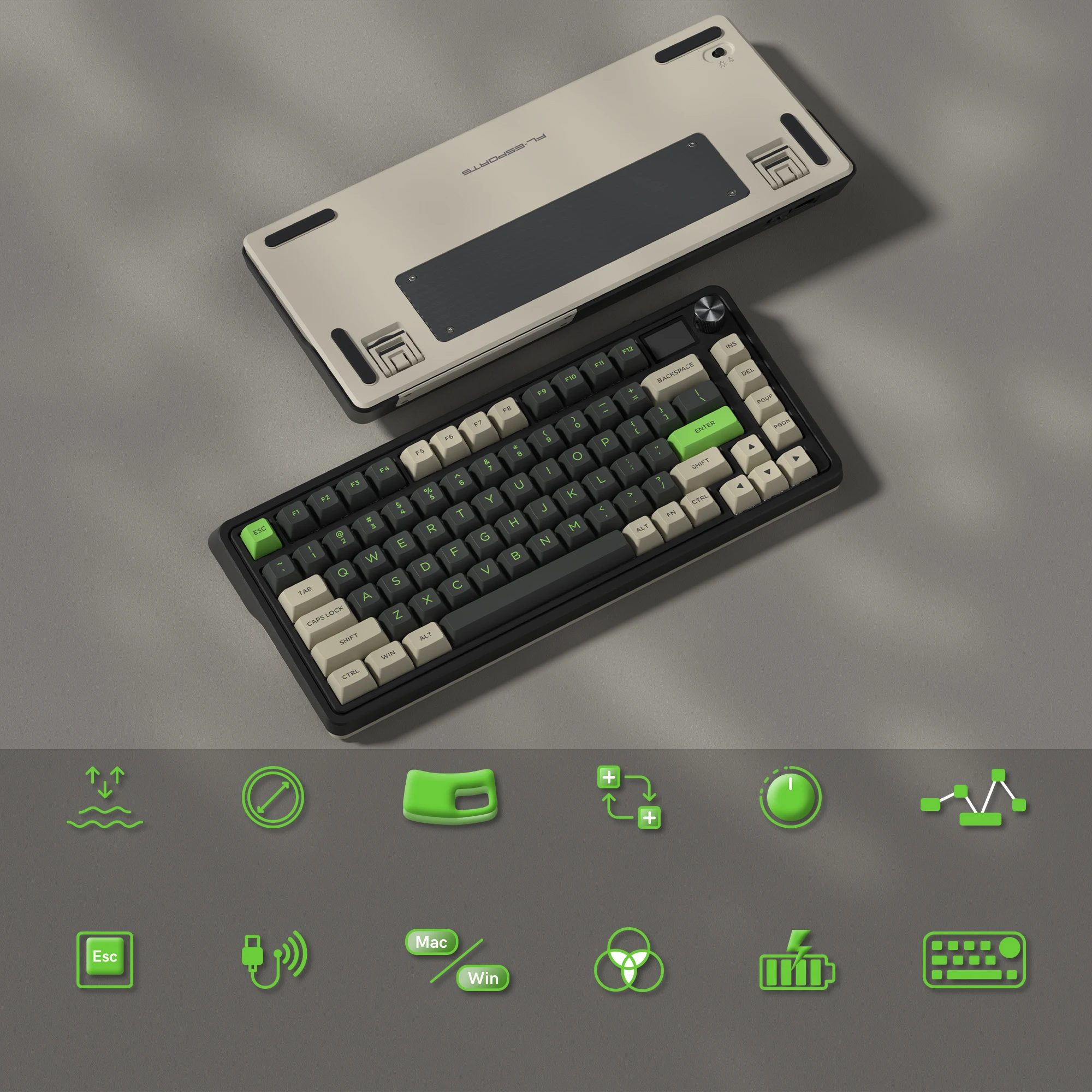 Fl-ESPORT CMK75 Desert Grey Tri-Mode 75% Bluetooth Беспроводная механическая игровая клавиатура с