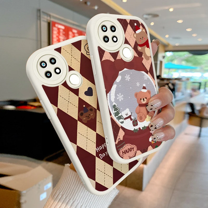 

Lambskin Case for OPPO A15 A15s A35 2021 A16 A16K A31 A5 A12E A32 A33 A53 A54 A55 Realme C1 2018 Christmas Checkered Pattern