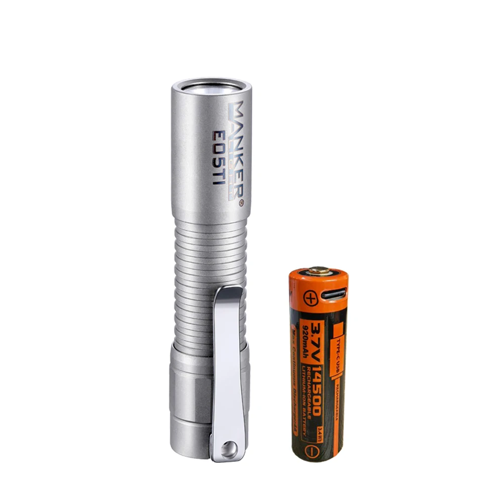 Фонарик с титановым покрытием Manker E05 Ti 400 люмен + аккумулятор 920 мАч Type-C USB 14500 |