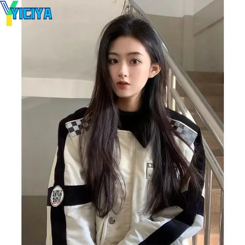 

YICIYA varsity jacket bomber women baseball Jackets racing Design oversize new Jacket coats winter coat 2023 streetwear coats