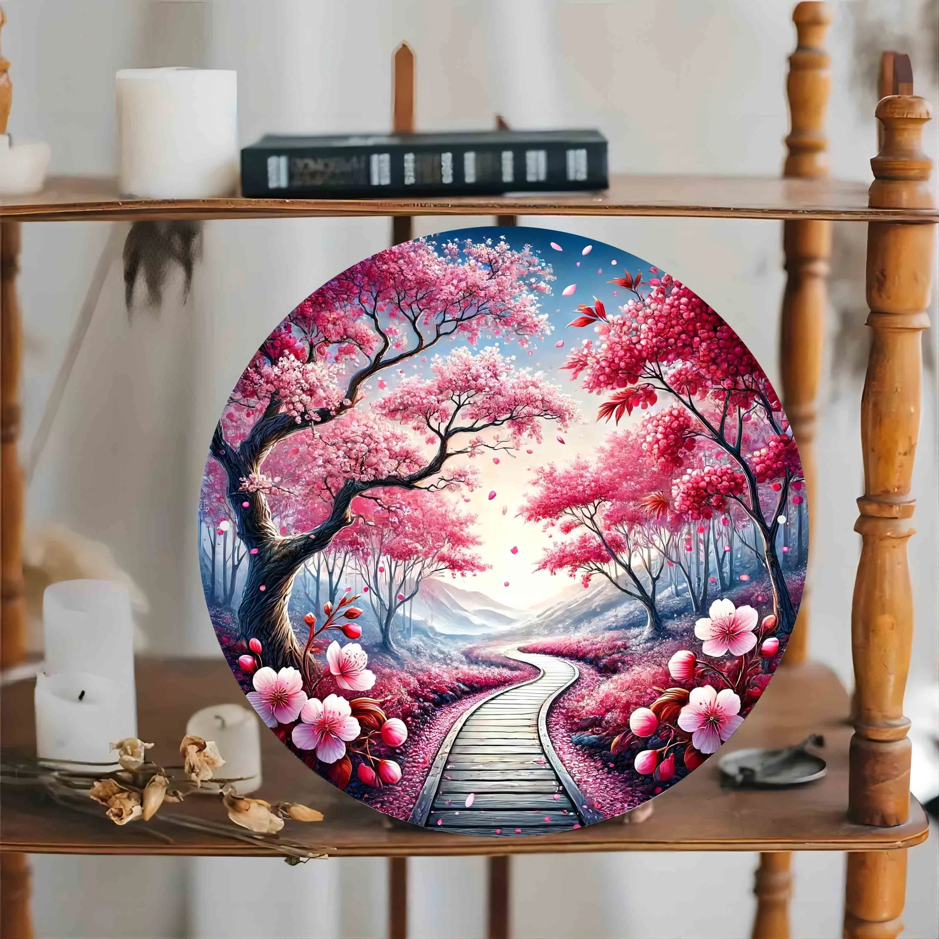 Алюминиевая Настенная картина вишневый цвет круглая 2D постер на стену 8 дюймов