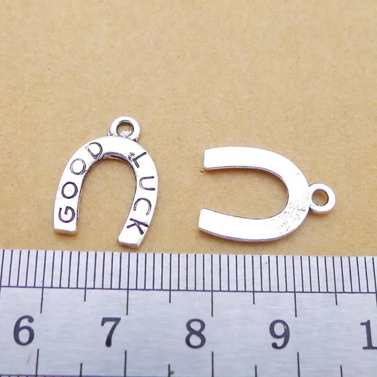40 шт./лот 12*17 мм античное серебро на удачу лошадь обувь DIY Очаровательная подвеска