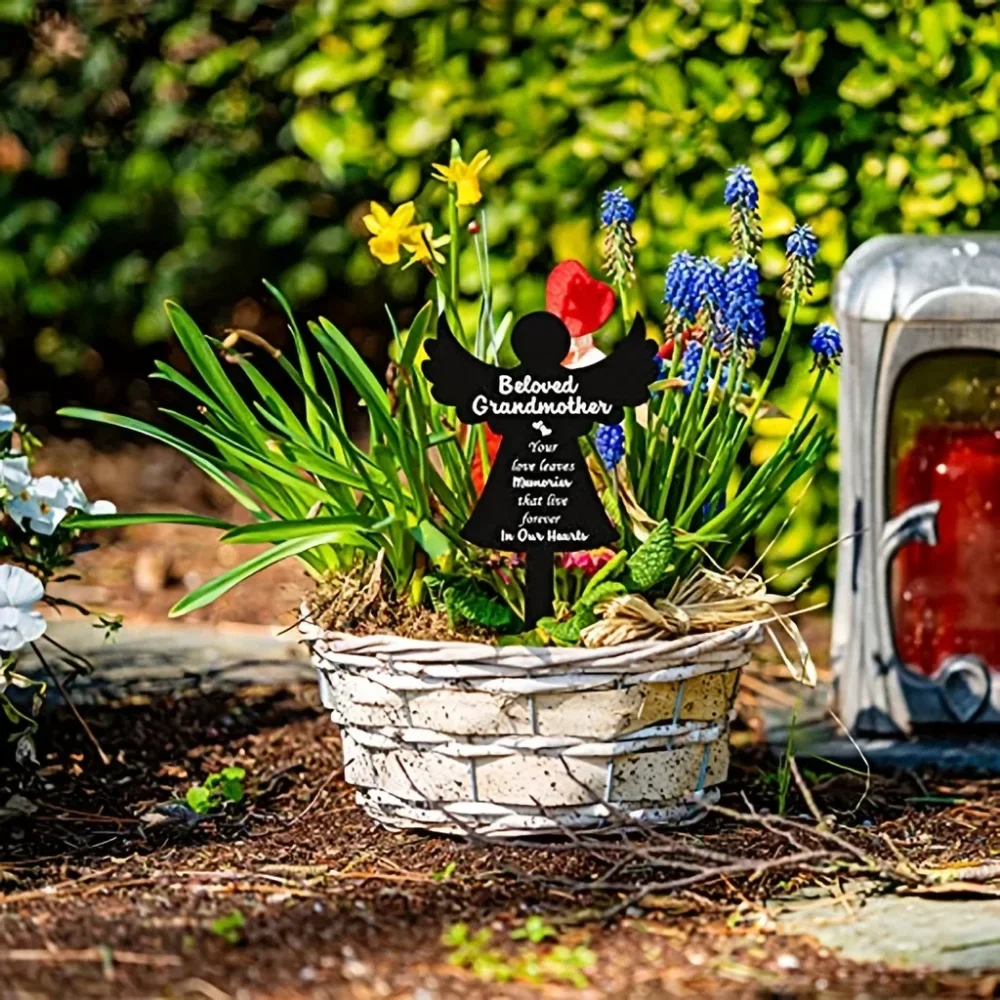 Декоративный Маркер Для Мемориальной Гравировки С Изображением Ангела И Бабушки