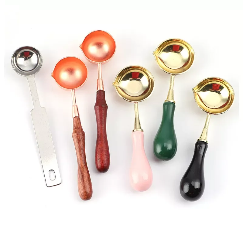 

Wood Handle Wax Spoon Sealing Wax Seal Stamp Melting Spoon for Vintage Craft Ancient Wedding Envelope Sealing Anti Hot Spoons