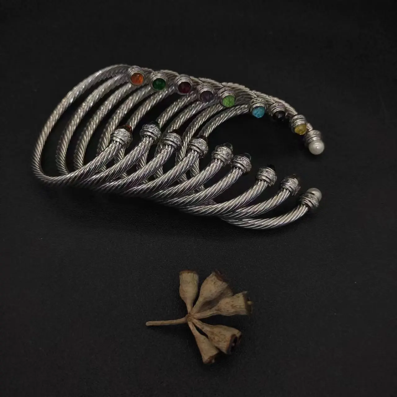 David Yurman 5MM Cable Classics Bracelet in Sterling Silver With Amethyst and Pave Diamonds at Ahee Jewelers