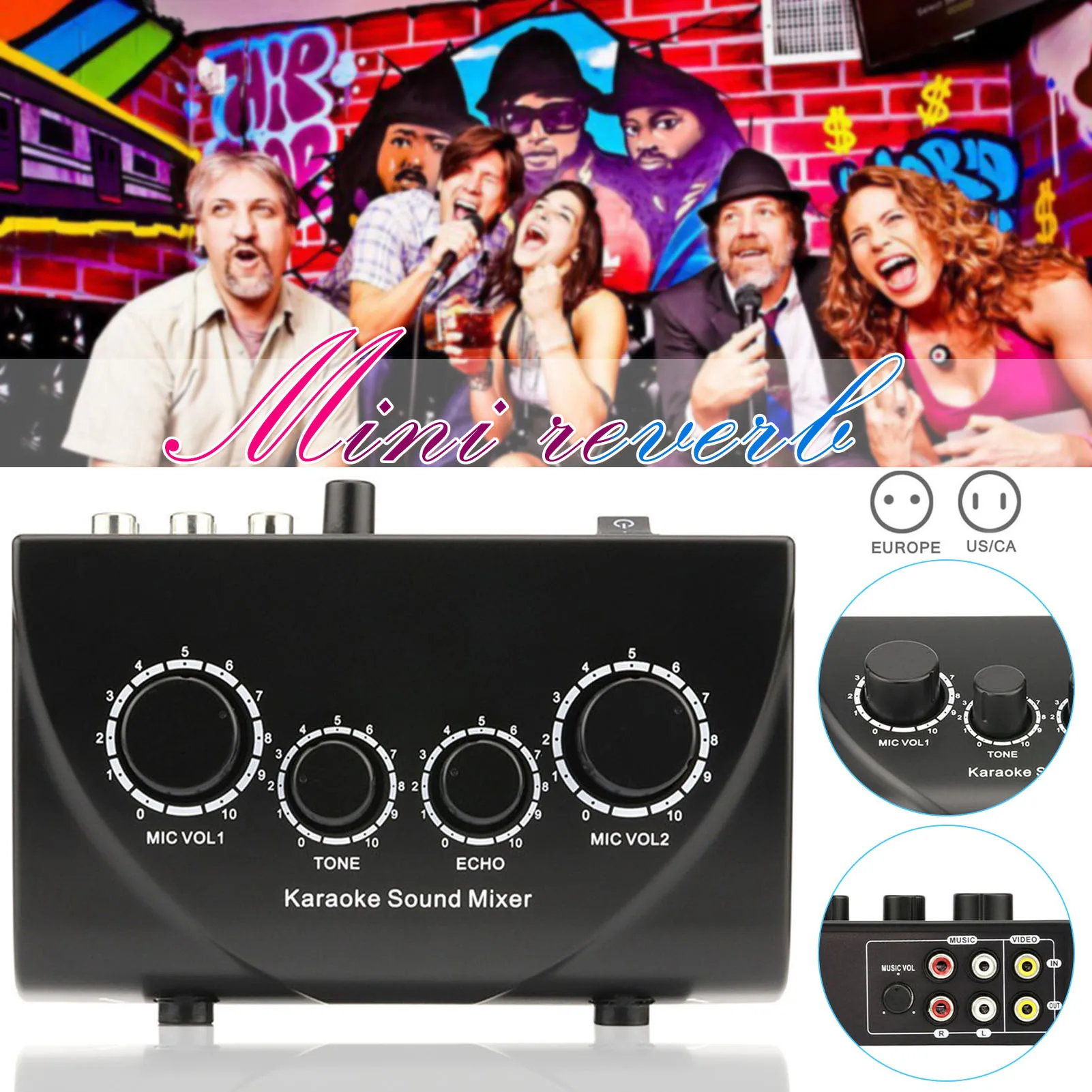 Karaoke Audio Mixer Home Mini Reverberator Pre-Effects Microphone Amplifier DJ Mixer Music Recording Equipment TA