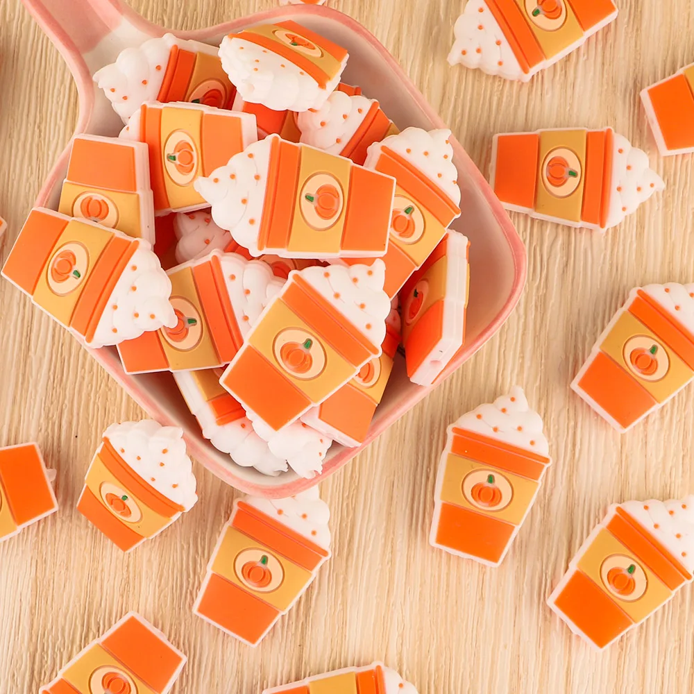 5/10Pcs Mini Silicone Beads Coffee Cup Beer Cup Donut Ice Cream Focus Beads DIY Necklace Pacifier Chain For Jewelry Making