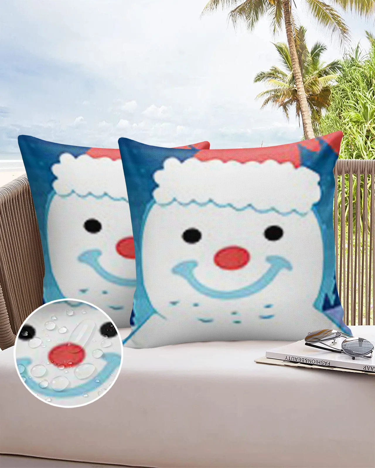 

Snowman Big Face Smile Sofa Double-sided Printing Pillow Covers 30 X 50cm Waterproof Square Pillowcase for Bedroom