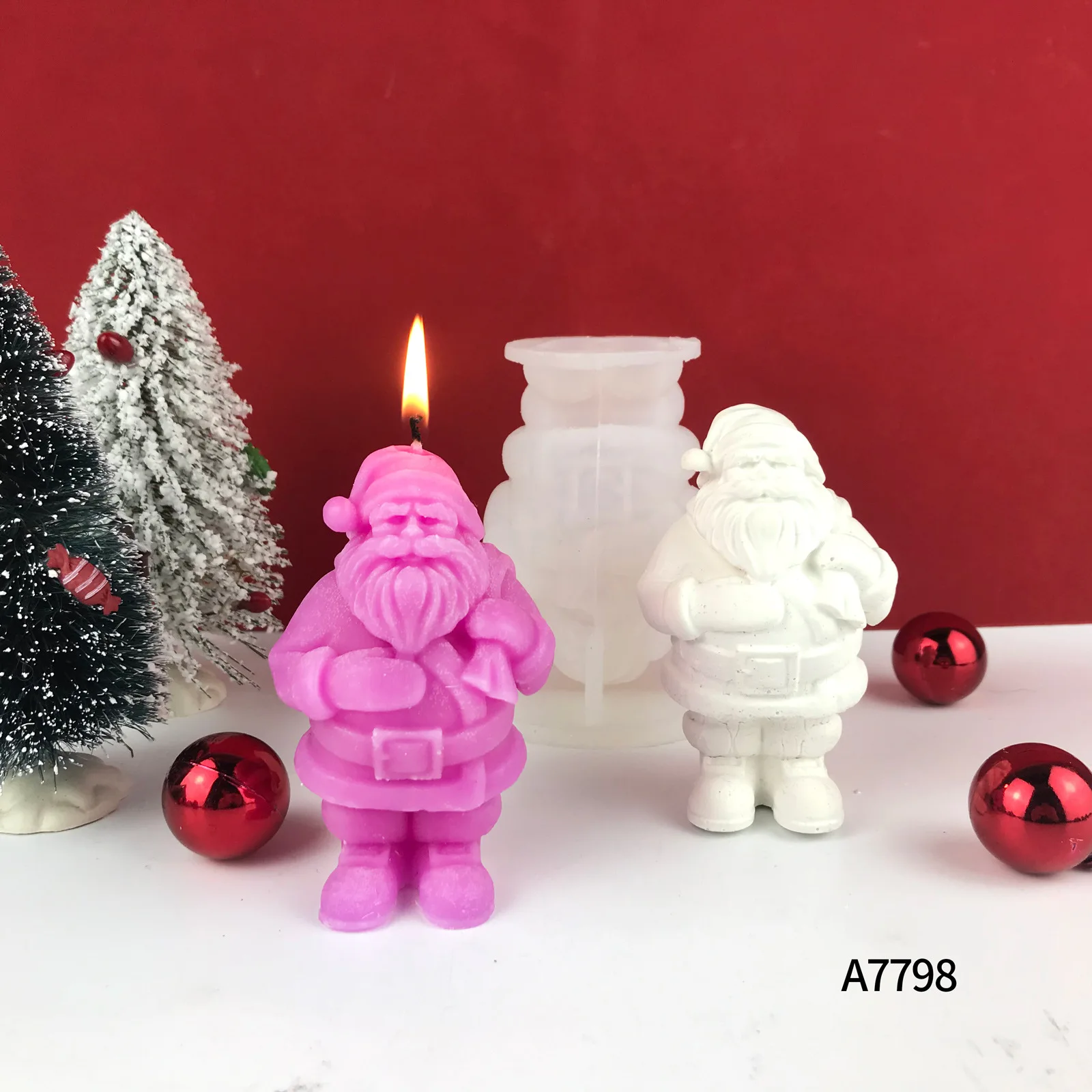 

3D Santa Claus Scented Candle Silicone Mold DIY Christmas Decoration Plaster Epoxy Resin Drop Glue Molds Chocolate Cake Mould