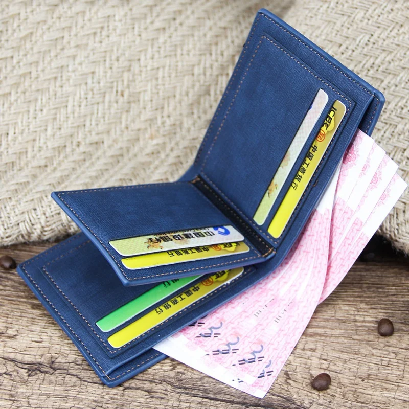 New Business Men Short Wallet Slim PU Leather Coin Wallet Man Money Clip Vintage Small Coin Purse For Male
