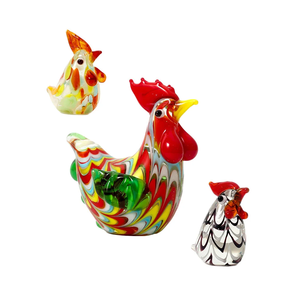 

Chicken Decor Rooster Figurine Easter Chick Animal Ornament Statue Desktop Model Blown Adorn Hand Figurines Mini Ornaments