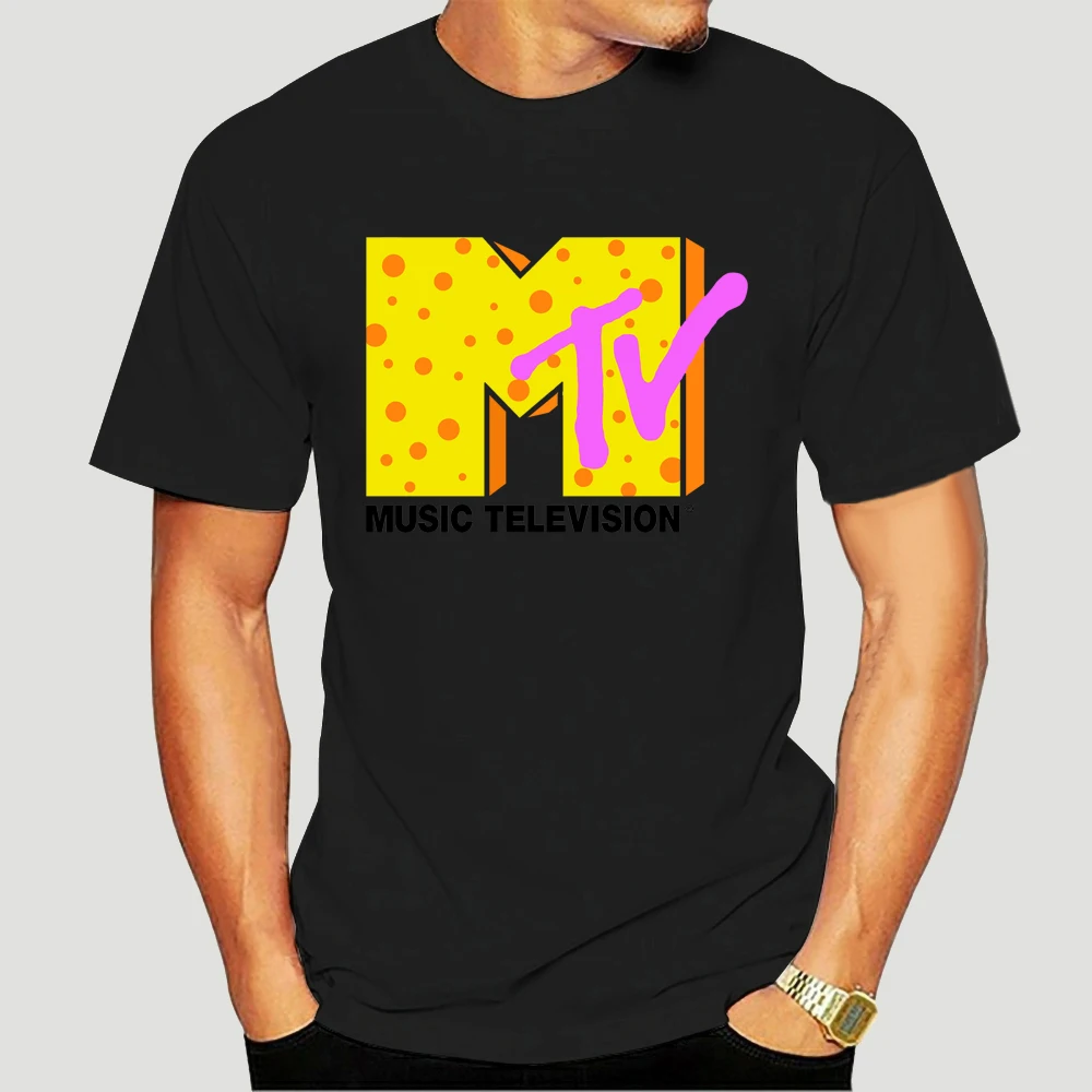 Забавная Мужская футболка белая Черная Mtv с коротким рукавом логотипом на