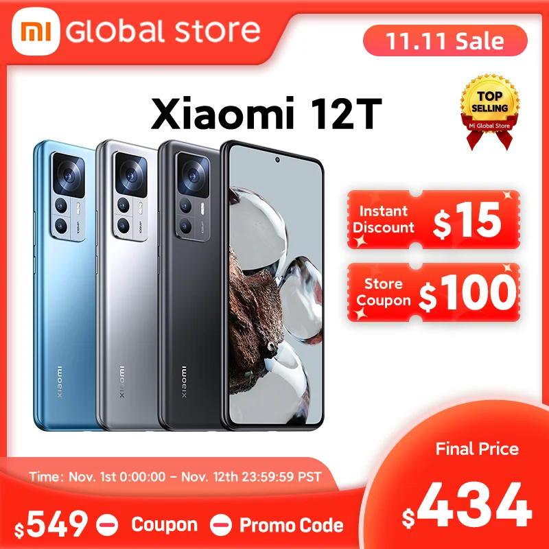 

Global Version Xiaomi 12T Smartphone 128GB/256GB MediaTek Dimensity 8100-Ultra 108MP Camera 120Hz Display 120W