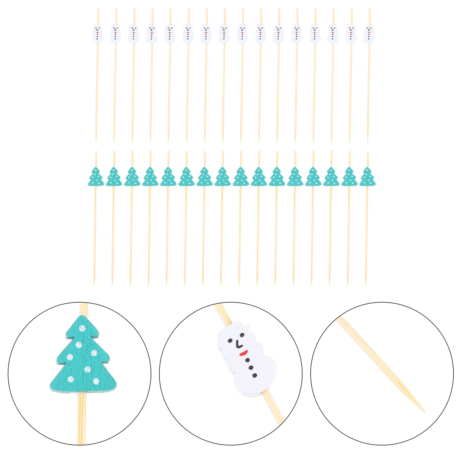 

200Pcs Creative Party Fruit Snowman Salad Skewers Cake