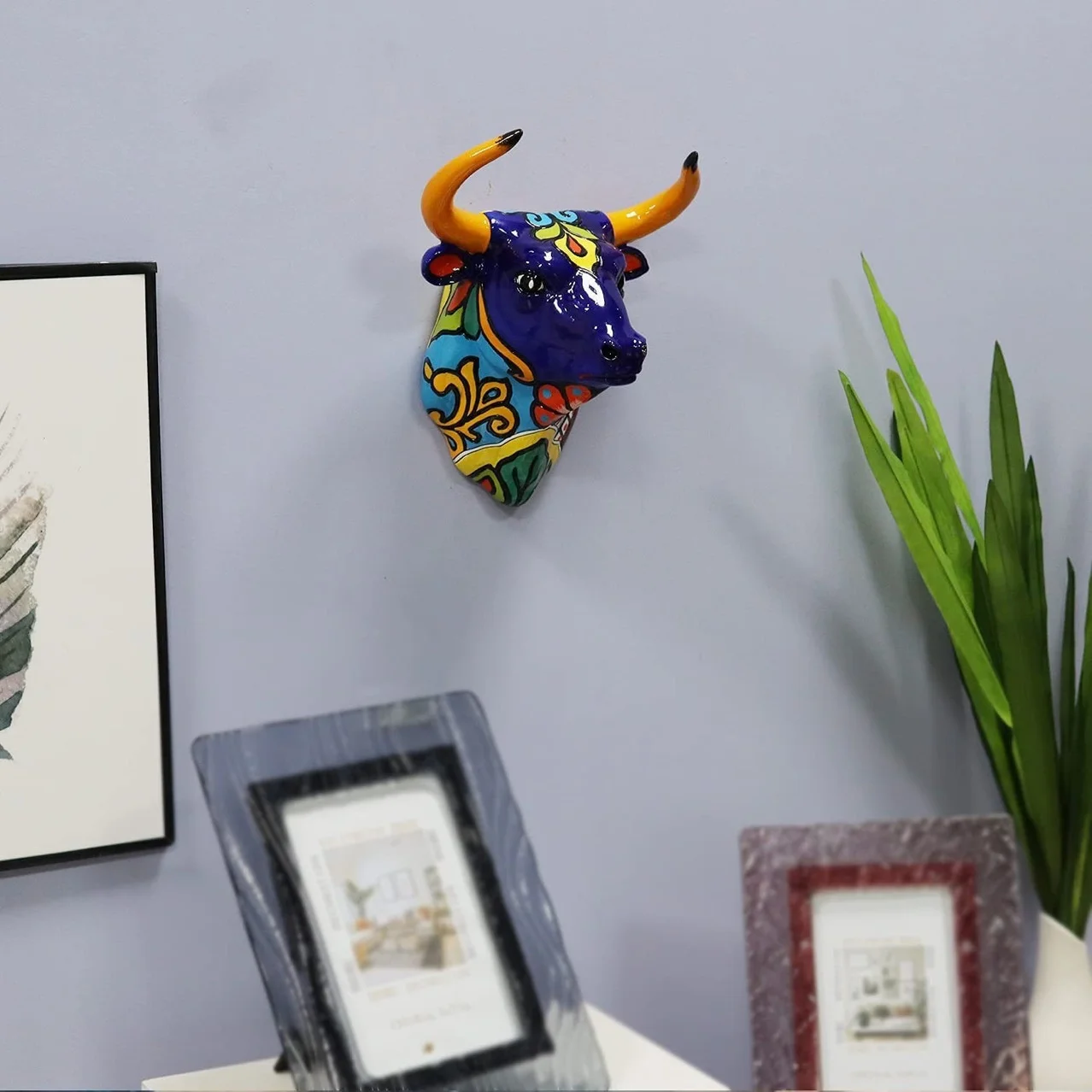 Бык смола голова жирафа настенное украшение 3D скульптура животного статуэтки