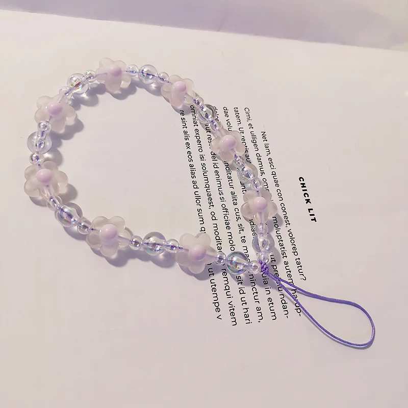 

Crystal Beads Creative Japanese Korean Flower Pendant Pendant Short Wrist Chain Mobile Phone Lanyard Hand-beaded Pendant Crystal