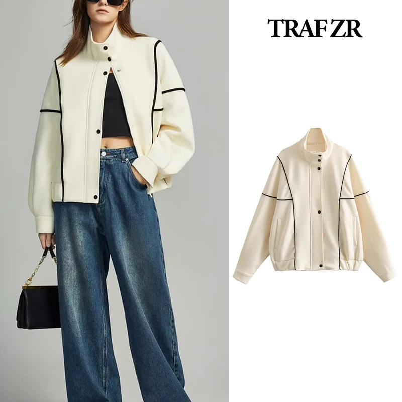 

TRAF ZR Jackets for Women 2023 Winter Coat for Women Y2k New in Outerwears Harajuku Old Money Style Women Bomber Jackets