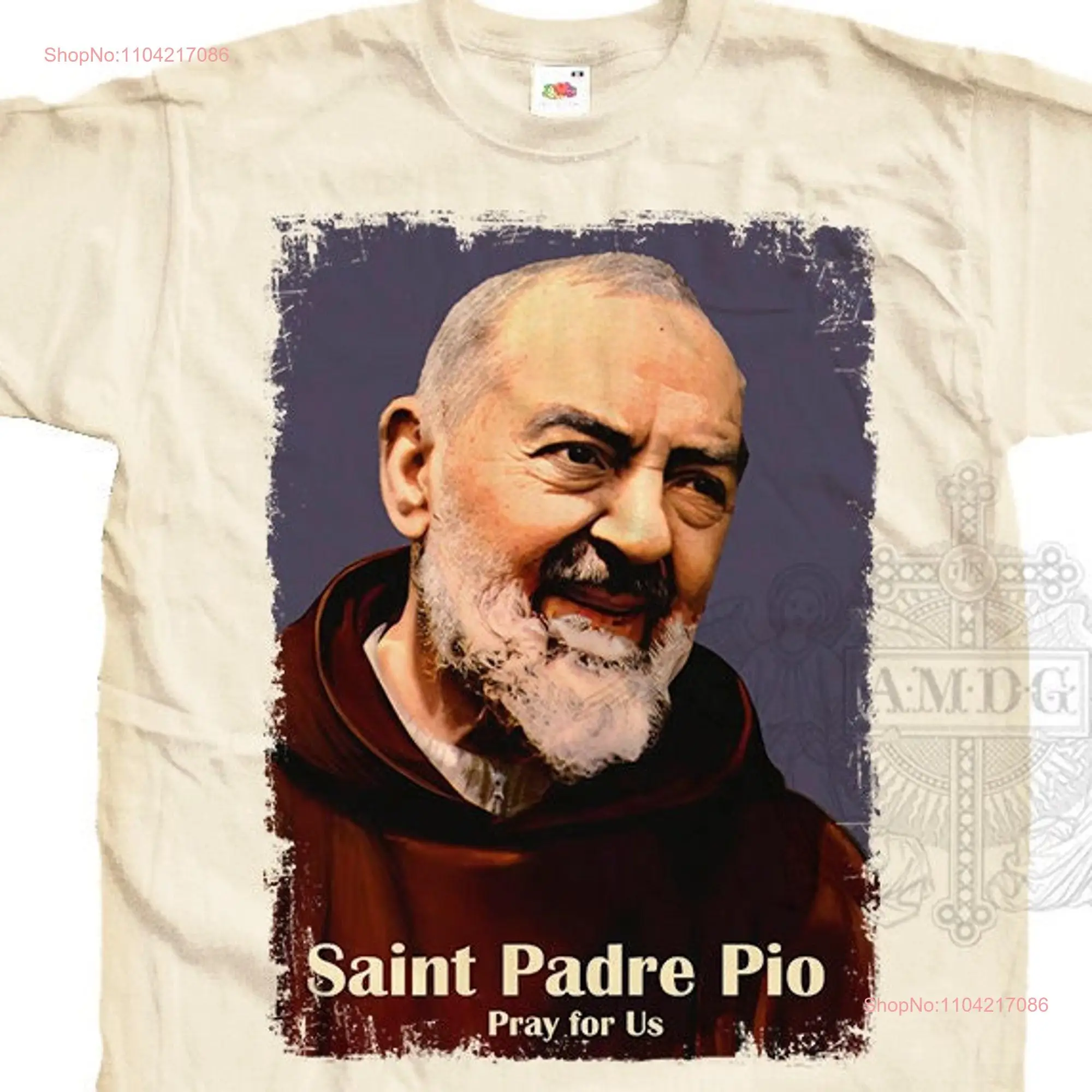 Saint Padre Pio of Pietrelcina V1 T SHIRT Catholic All Sizes S 5XL Natural Vintage Beige long or short sleeves