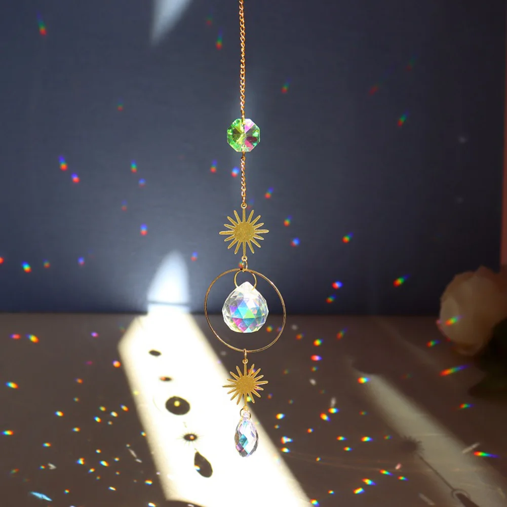 

Hanging Crystal Light Catcher Prism Crafts Window Garden Rainbow Maker Wind Chime Christmas Tree Pendant Decor