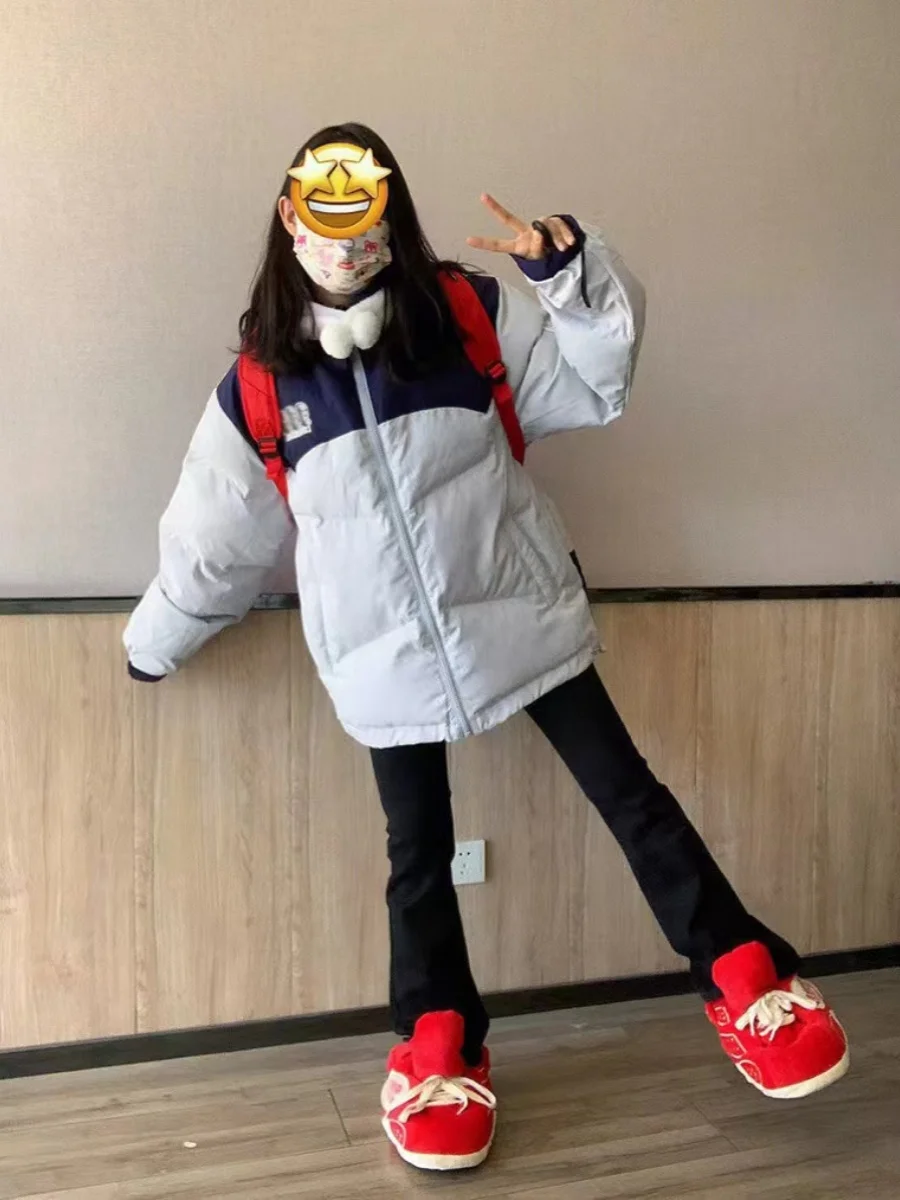 Пуховик женский зимний в стиле ретро с хлопковой подкладкой