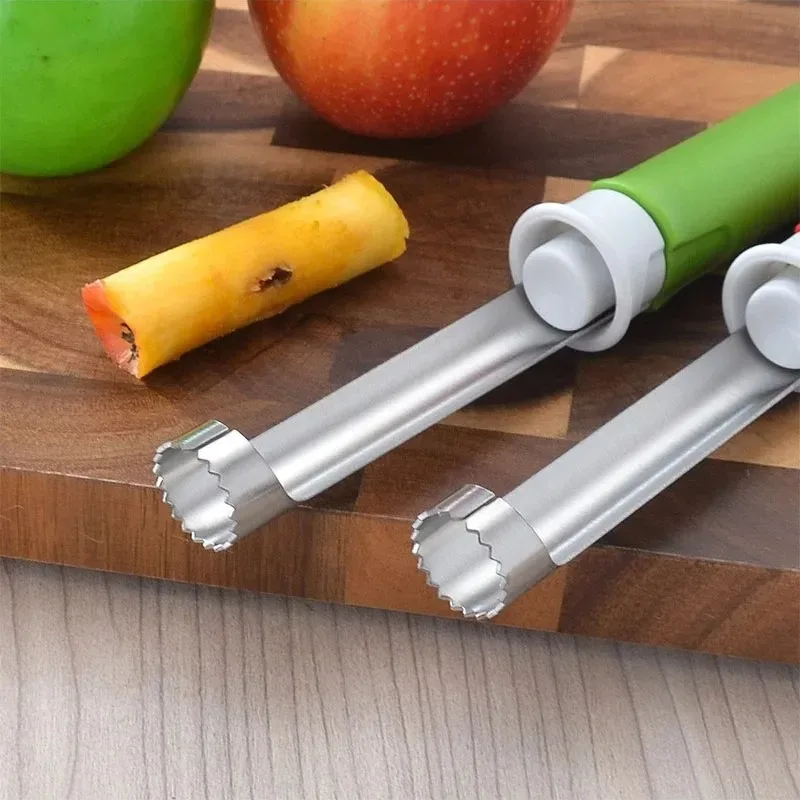 Фото 2в1 Нержавеющая сталь FruitVegetableCorerPeeler-Sharp ApplePearPitterSeeder EasyTo Clean Кухонные гаджеты Инструмент для удаления семян №2