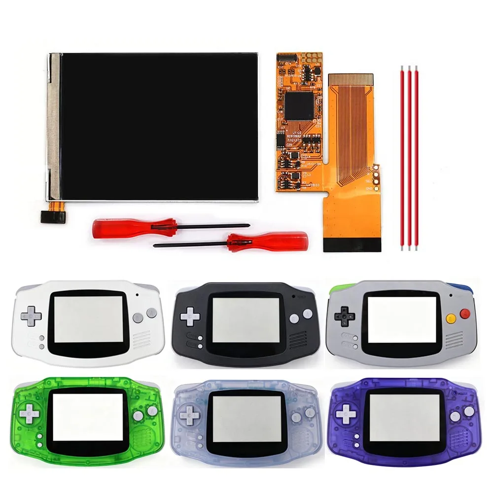Фото 3,2-дюймовый IPS LCD-экран V2 с подсветкой, 10 уровней яркости, мод для консоли GameBoy Advance GBA №1